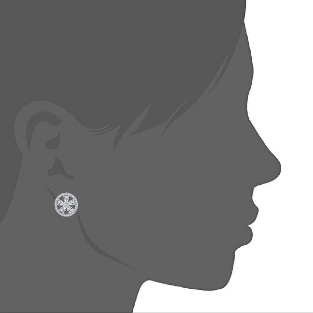 CZ Crystals Stud Silver Earrings New - Picture 4 of 4